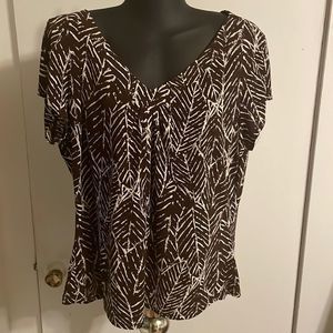 Briggs New York Brown and White Blouse